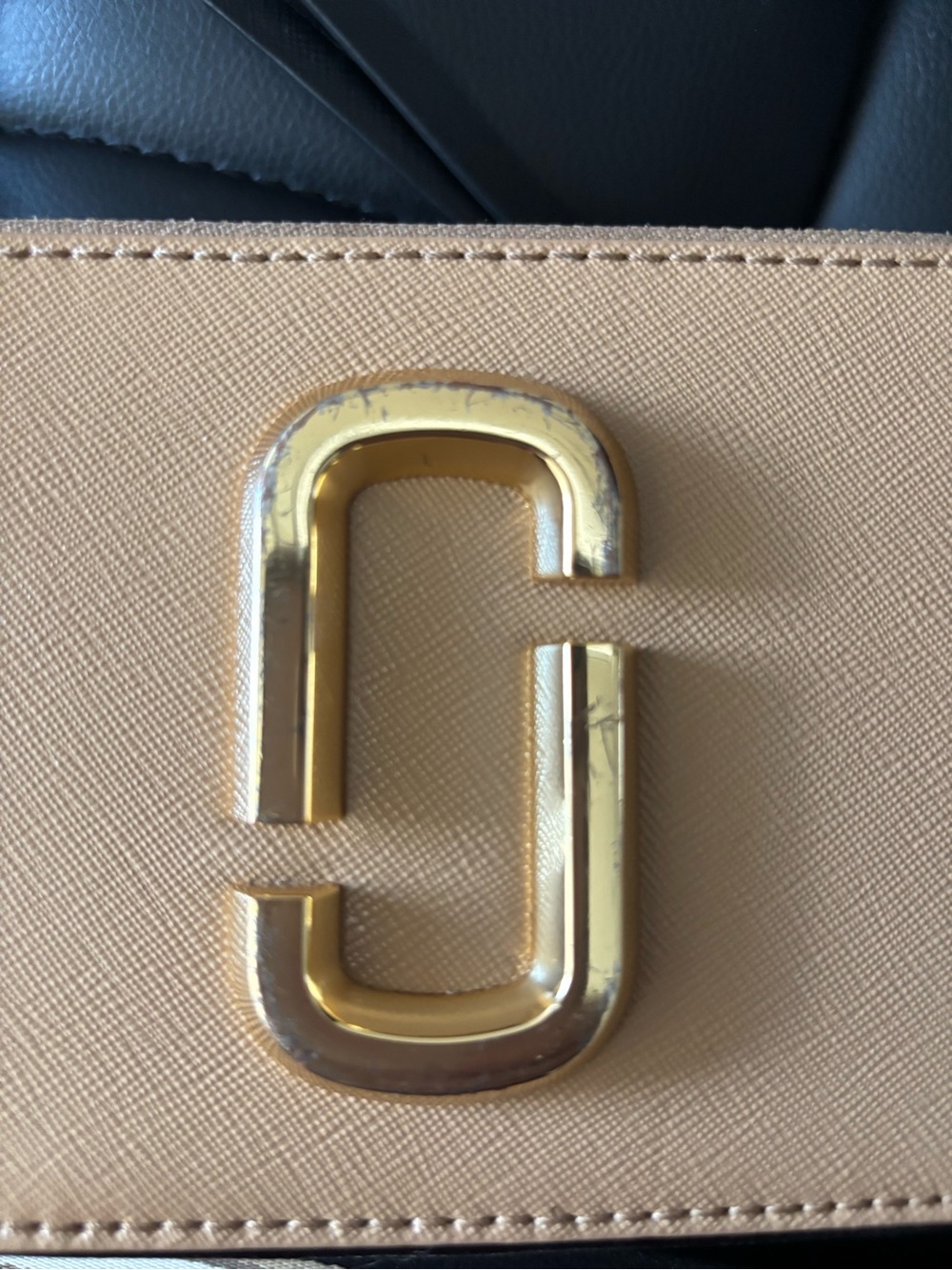 Marc Jacobs Tan & Black Snapshot Crossbody with Striped Strap - Picture 8 of 11